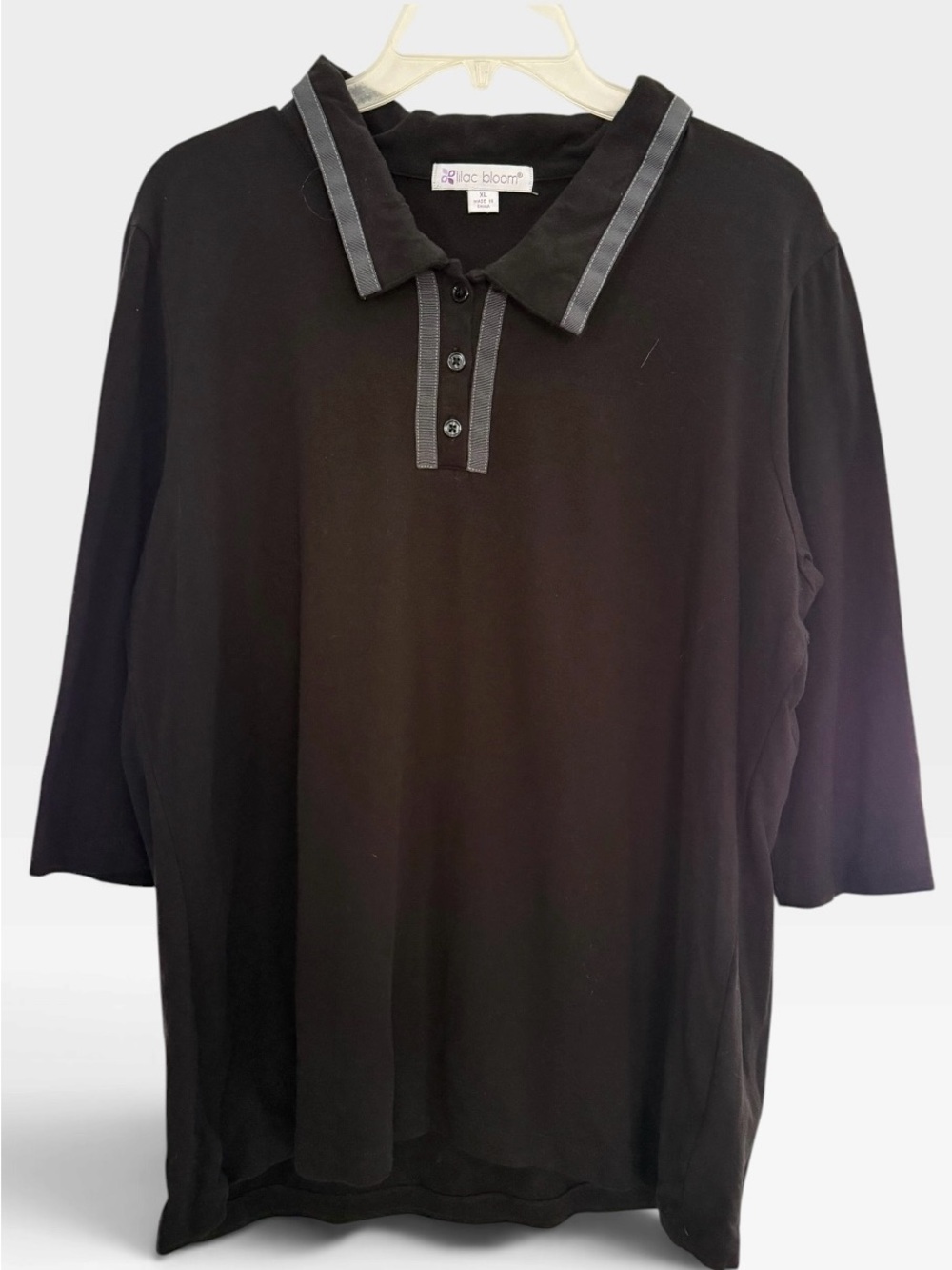 Lilac Bloom Woman’s  "Peyton" 3/4 Sleeve Jersey Polo Shirt Size XL PTP 23”